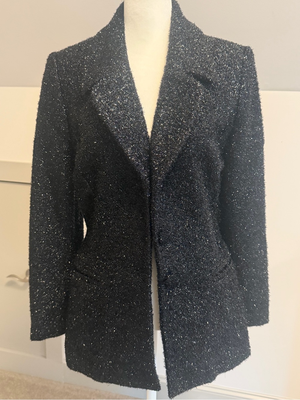 CELINE Vintage Metallic Shimmer Boucle Tweed Tailored Blazer 40